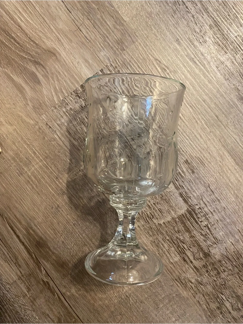 Vintage Set Of 4 Anchor Hocking Savannah  Glass Goblets Rose & Leaf Pattern 16oz